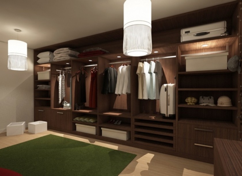 Классическая гардеробная комната из массива с подсветкой Сургут