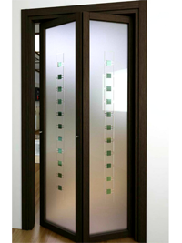 Складные двери гармошка с матовым стеклом Сургут