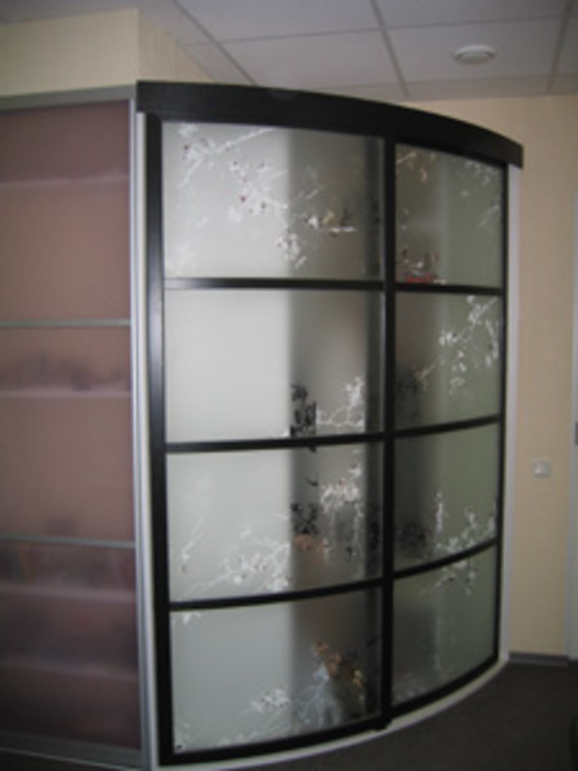 Шкаф купе радиусный с рисунком на стекле Сургут